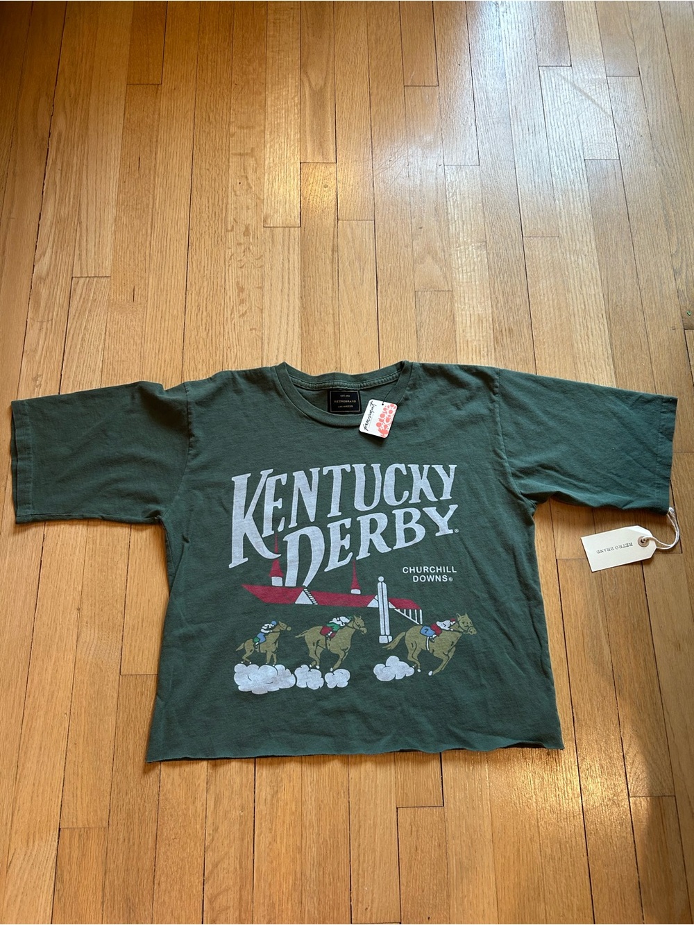 Free People Green Kentucky Derby Graphic Tee